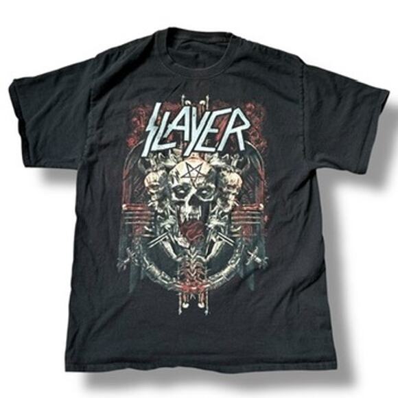 Slayer Final Tour Metal Band Tee Shirt 2018 Skulls Tour Dates Sz L - Picture 1 of 6